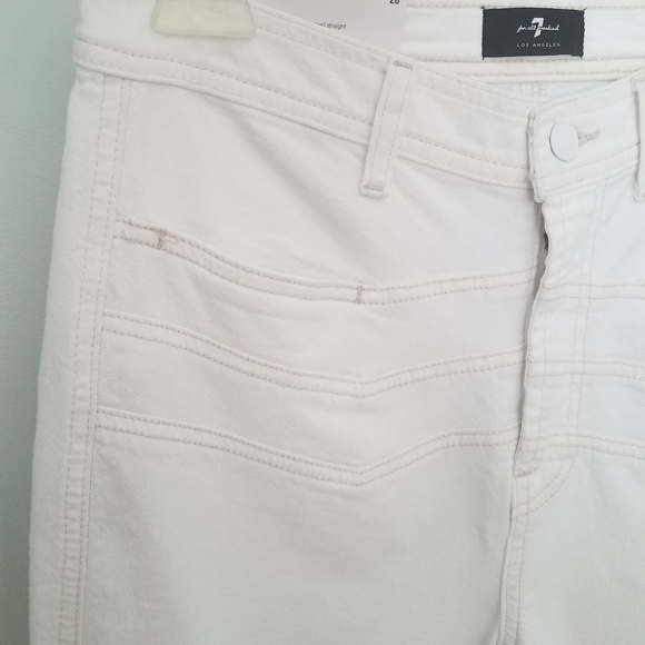 7 For All Mankind High Waisted Cropped Straight in Clean White Size 28 - Picture 7 of 13
